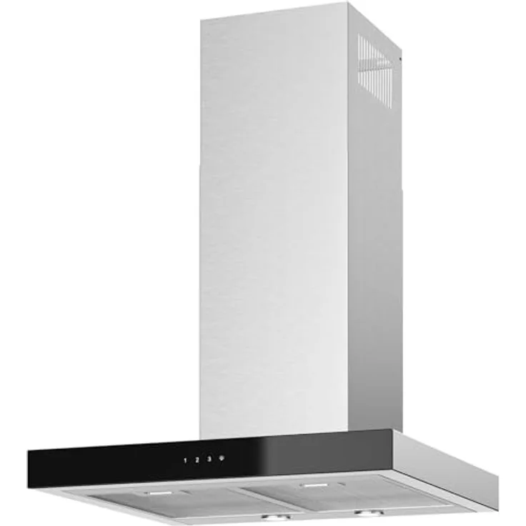 Oranier Wandhaube 60 cm Edelstahl - breite Abluft Dunstabzugshaube mit Glasfront - Abzugshaube mit 3 Leistungsstufen - weiße LED Anzeigen - SIRIA60E1
