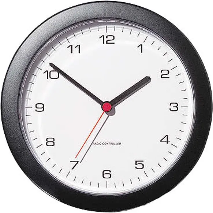 Peweta Wanduhr, Funkuhrwerk, 25 cm, schwarz