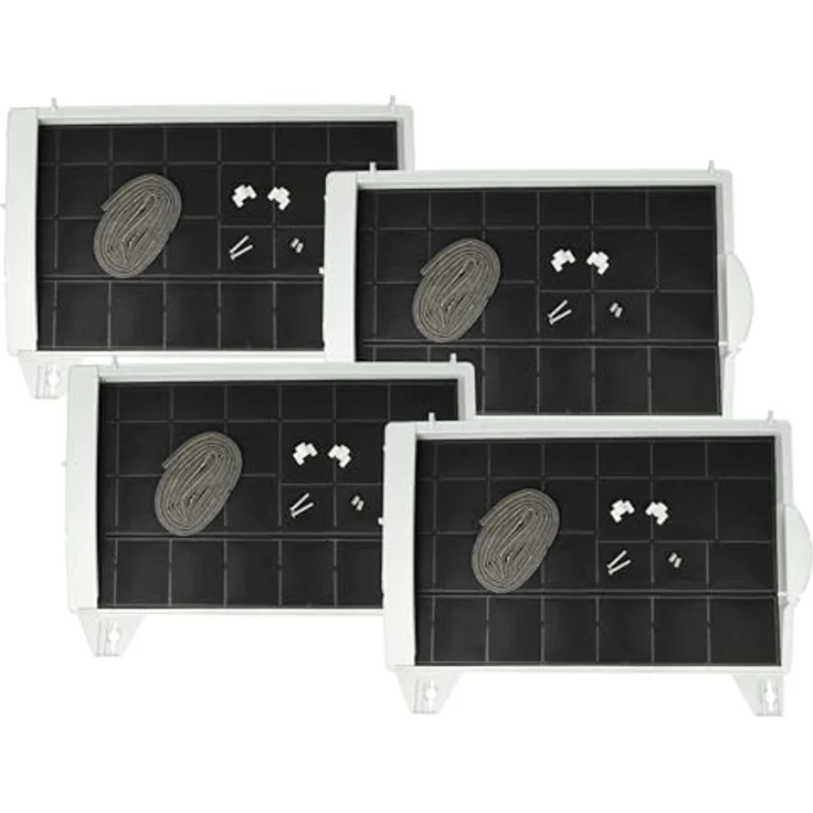 vhbw 4x Aktivkohlefilter Ersatz für Balay LZ3BYN6, 3AB365T, 45 x 32 x 4 cm, schwarz/weiß, für Dunstabzugshaube – Bild 1