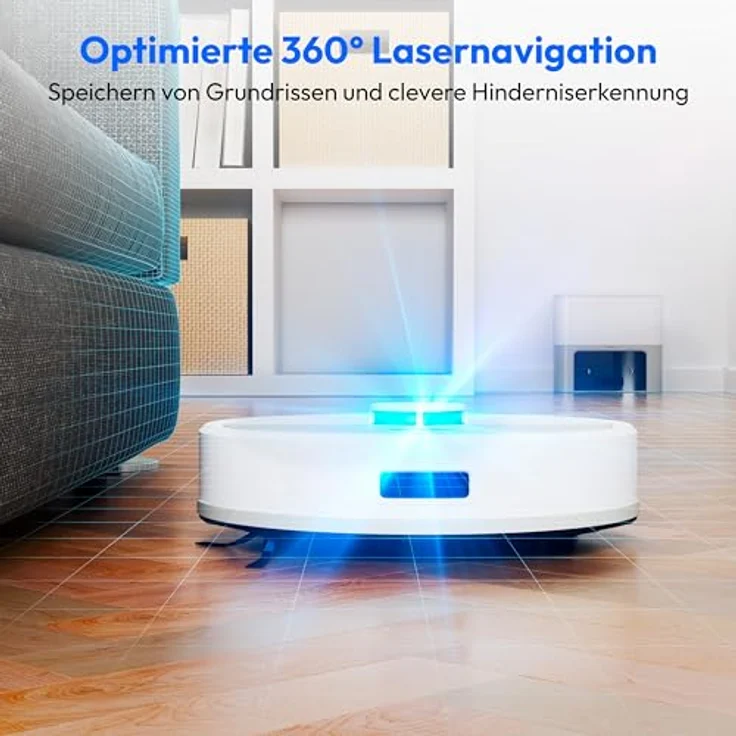 MEDION Saugroboter X22 SW+, 2-in-1 mit Absaugstation, Lasernavigation, 5000Pa Saugkraft, mehrere Etagen, grau – Bild 3