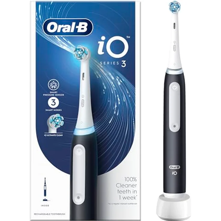 Oral-B iO Series 3 Ultimate Clean Elektrische Zahnbürste, Schwarz mit 3 intelligenten Modi und Smart Ring – Bild 1