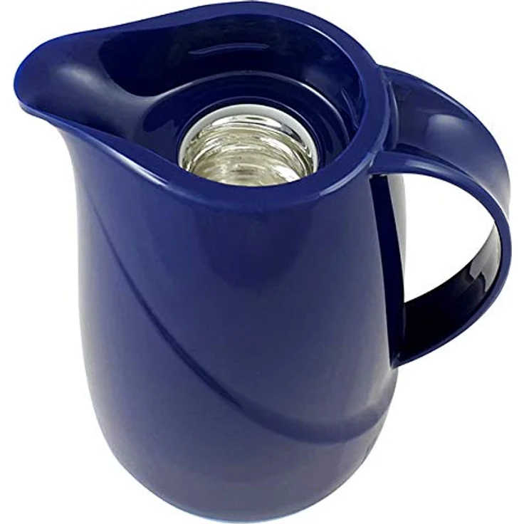 Helios Wave Kunststoff-Isolierkanne, dunkelblau, 0,6 Liter - Spülmaschinenfest, Hochglanz-Hartplastik, Drehverschluss, Q100 Qualitätsglas-Einsatz, 5-jähriges Warmhalteversprechen – Bild 4