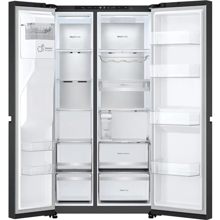 LG GSLE91EVAC Side-by-Side Kühlschrank, 628 l, No-Frost, Eis- & Wasserspender, WLAN, Energieklasse C, schwarz – Bild 3