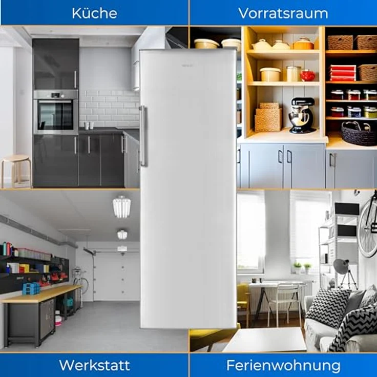 Exquisit Vollraumkühlschrank KS350-V-H-040D inoxlook | 331 L Nutzinhalt, 6 Glasablagen, Türanschlag wechselbar – Bild 5