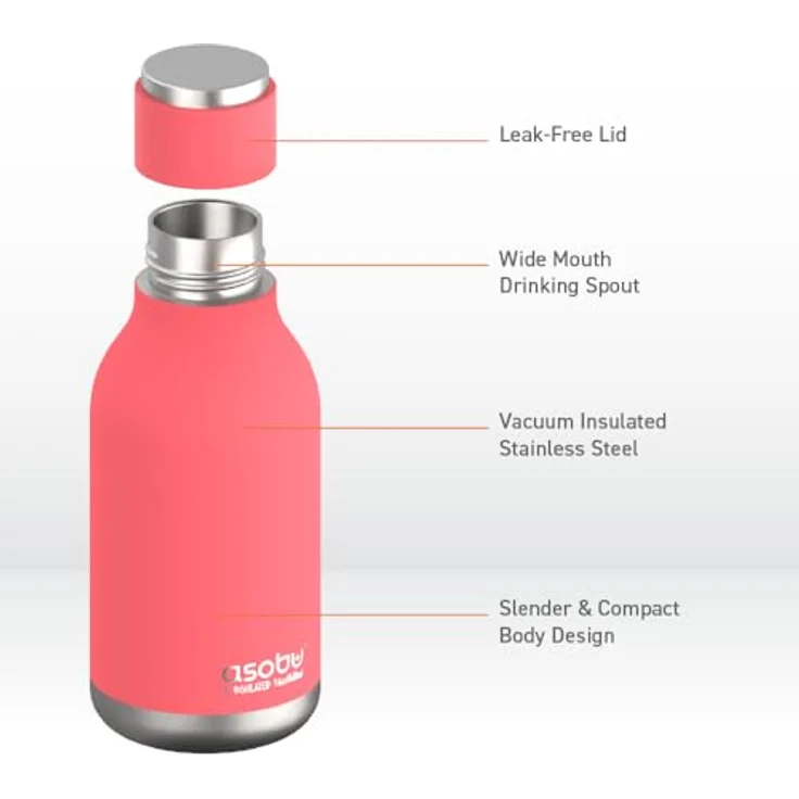 ASOBU Urban Isolierflasche, doppelwandig, Edelstahl, 473 ml pfirsich – Bild 5