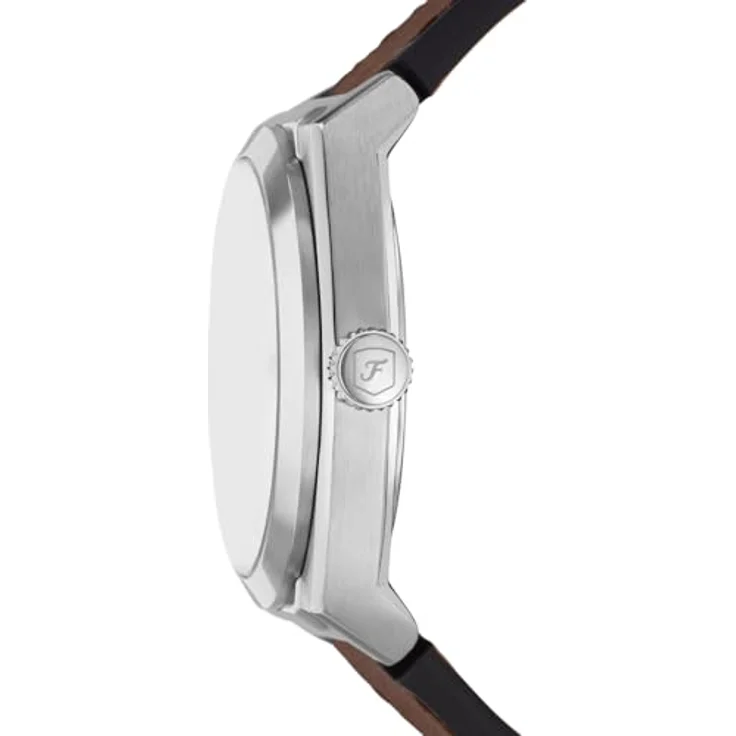 Fossil Herren Analog Quarz Uhr mit Leder Armband FS6071, 42mm Edelstahlgehäuse, cremefarbenes Zifferblatt, braunes Band, wasserdicht bis 50m – Bild 3