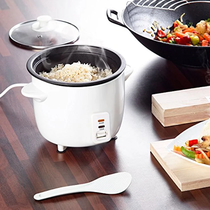 Rosenstein & Söhne Edelstahl-Reiskocher RK-1000: Reiskocher mit Warmhaltefunktion, 400 Watt, 1 Liter Fassungsvermögen (Multifunktions-Mini-Reiskocher, Rice Cooker, Multikocher) – Bild 2