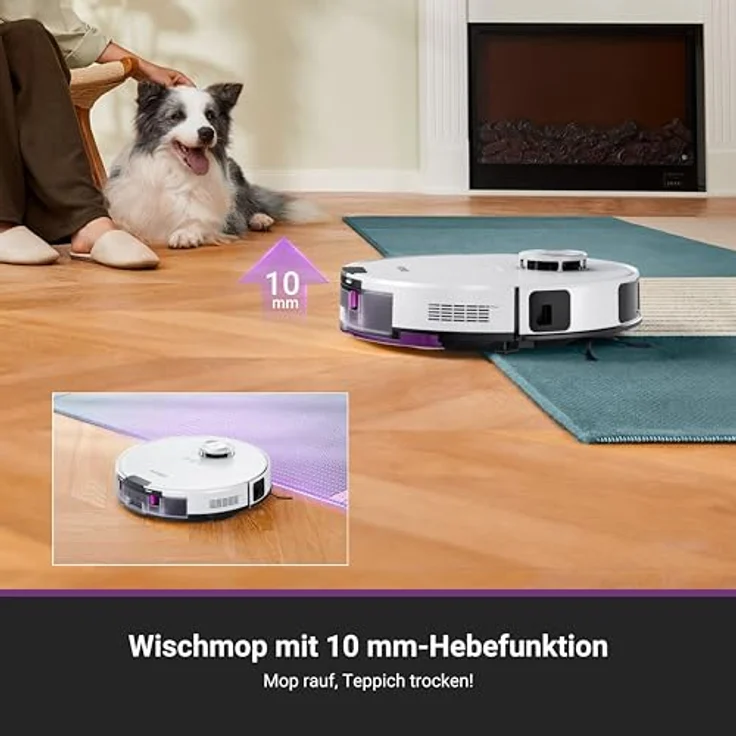 Eureka E20 Plus, Staubsaugroboter mit 8000 Pa Saugkraft, selbstentleerender Station, 180 Minuten Laufzeit, 3D Hindernisvermeidung, DuoDetect AI, weiß – Bild 4