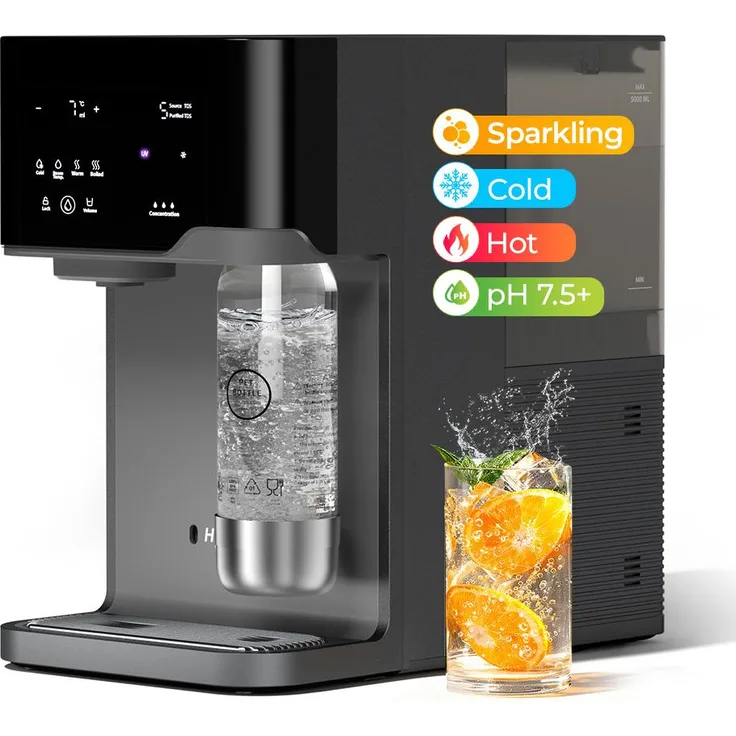 Hydrofast C300 Auftisch-Wasserfilter mit RO, 7°C Kaltwasser, Heiß- & Sprudelwasser, 6-Stufen-Filterung, UV, 5L Tank