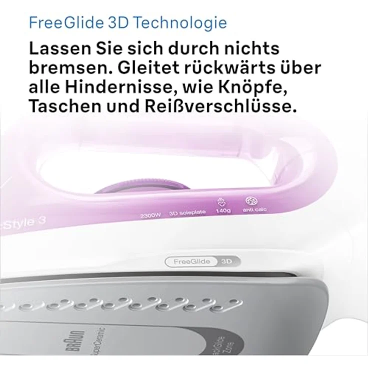 Braun TexStyle 3 Dampfbügeleisen SI 3030 PU | 2.300 Watt | Dampfstoß 140g-min | 270 ml Wassertank – Bild 6