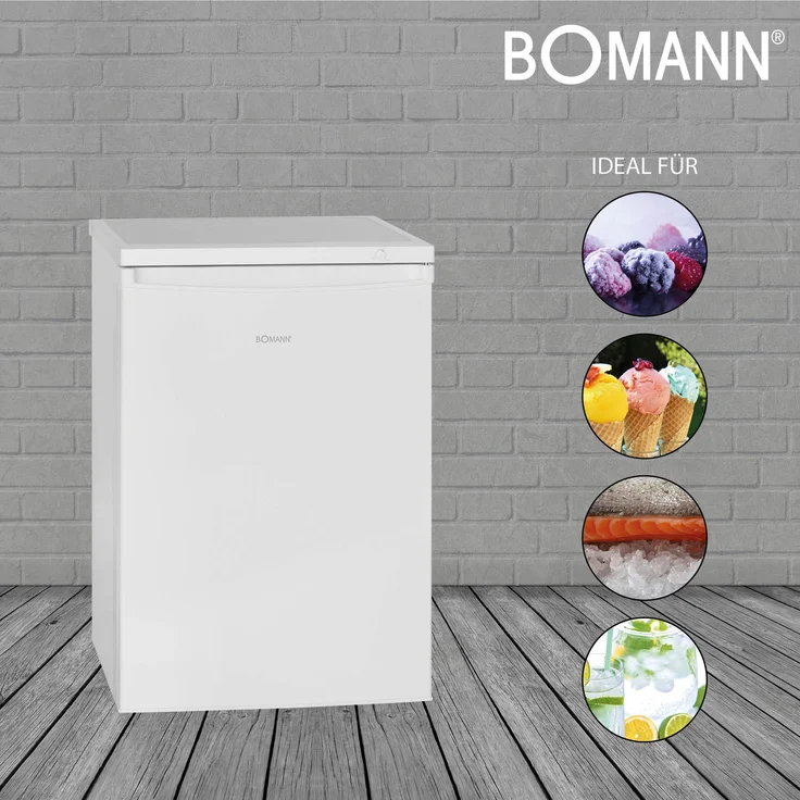 Bomann GS 2186 Gefrierschrank, freistehend, weiß, Lagerzeit bei Störung 24 h, Breite 56 cm, Energieklasse E – Bild 2
