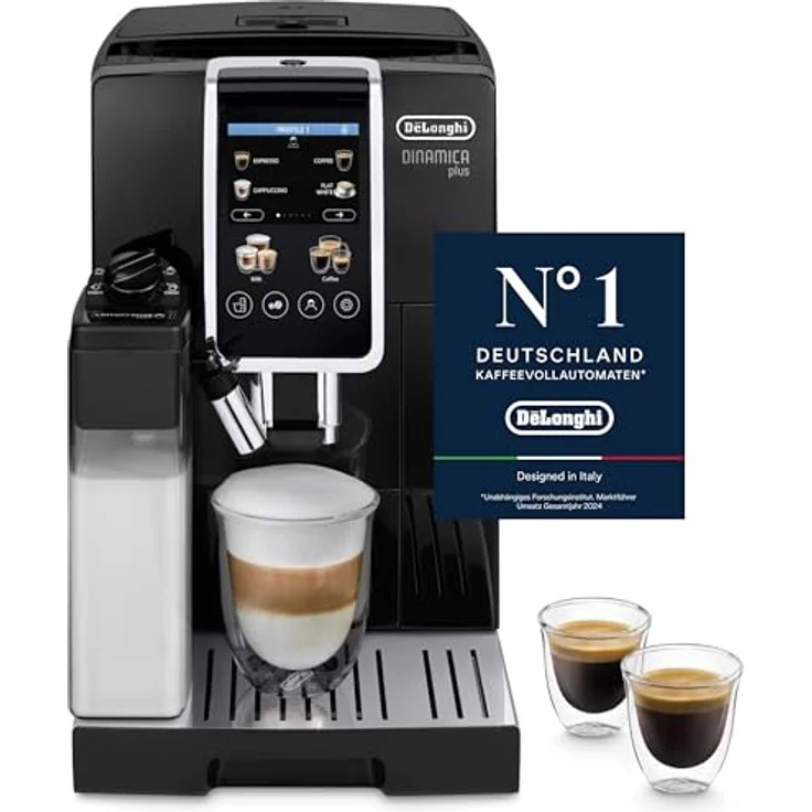De'Longhi Dinamica Plus ECAM382.70.B, Automatischer Kaffeevollautomat mit 18 Rezepten, LatteCrema Hot und TFT-Display, Schwarz – Bild 1
