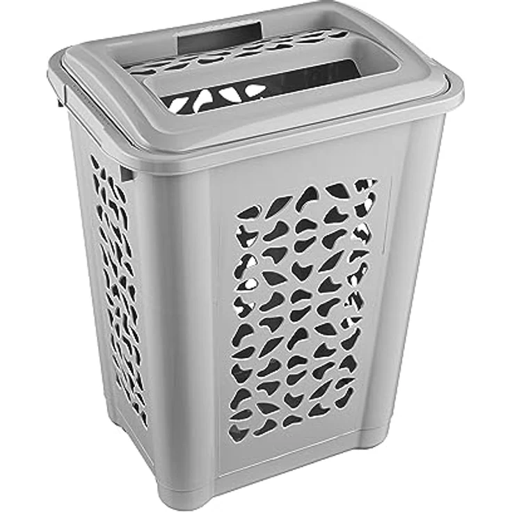 keeeper Wäschebox mit Einwurfschlitz und aufklappbarem Deckel, Luftdurchlässig, 60 l, Per, Nordic Grey – Bild 3