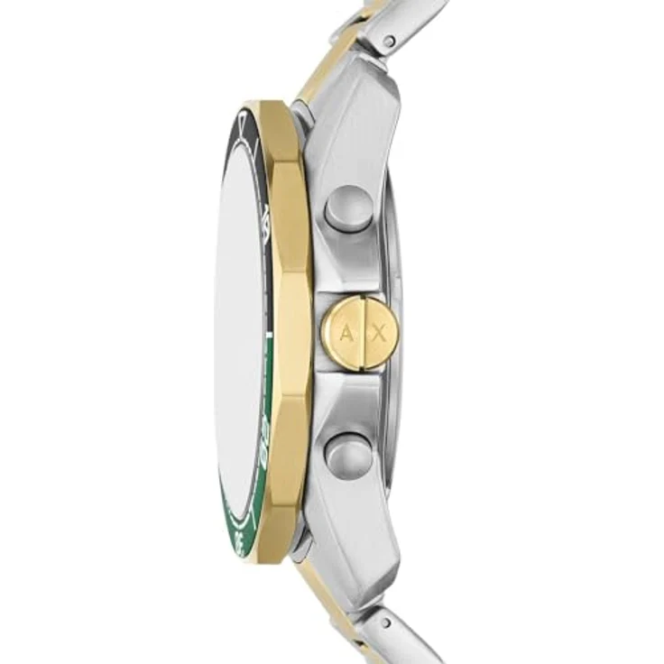 Armani Exchange Herren Analog Quarz Uhr mit Edelstahl Armband AX1966, 44-mm-Gehäuse, grünes Zifferblatt, wasserdicht bis 100m – Bild 4