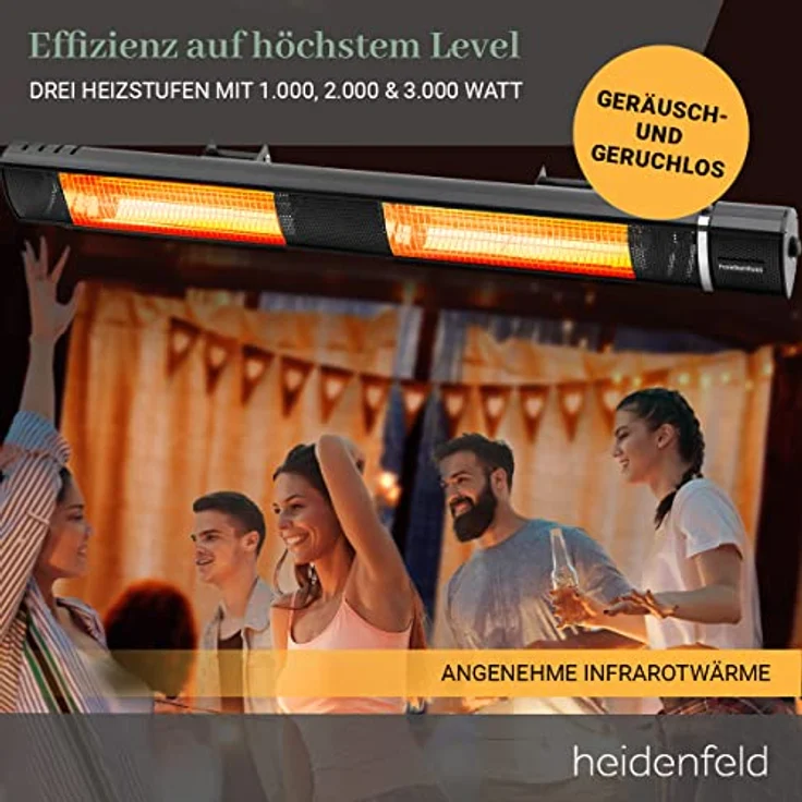 Heidenfeld Infrarot-Heizstrahler IH110 Elektro Infrarotstrahler Wärmestrahler – Bild 3