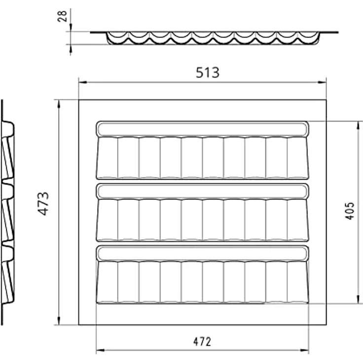 Orga-Box I Gewürzdoseneinsatz 513 x 473 x 28 mm lavagrau mit Perlstruktur Gewürzglaseinsatz für Tandembox Antaro/Intivo u. ModernBox im 60er Schrank Schubladeneinsatz – Bild 2