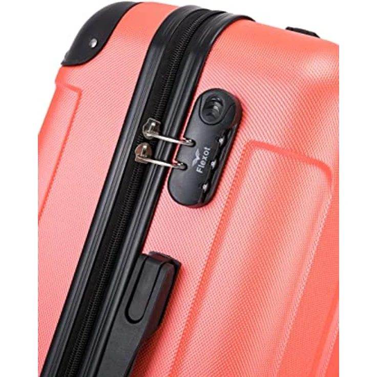 Flexot® F-2045 Koffer, Hartschale (3tlg. Set, Neon-Orange) Zwillingsrollen Suitcase Reisekoffer – Bild 4
