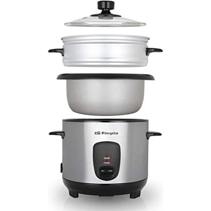Orbegozo CO 3025 Reiskocher und Dampfgarer, 1 l, Edelstahlgehäuse, Antihaft-Aluminium-Topf, Deckel aus gehärtetem Glas, 400 W Leistung – Bild 6