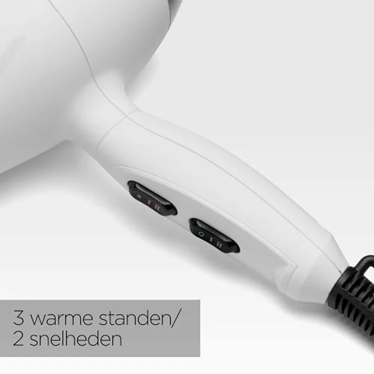 Babyliss 2000 Profi-Haartrockner Pro Speed, matt Weiß, AC Motor, 2000W, 100 Km-H, extra langes kabel, Made in Italy, 6704WE – Bild 5