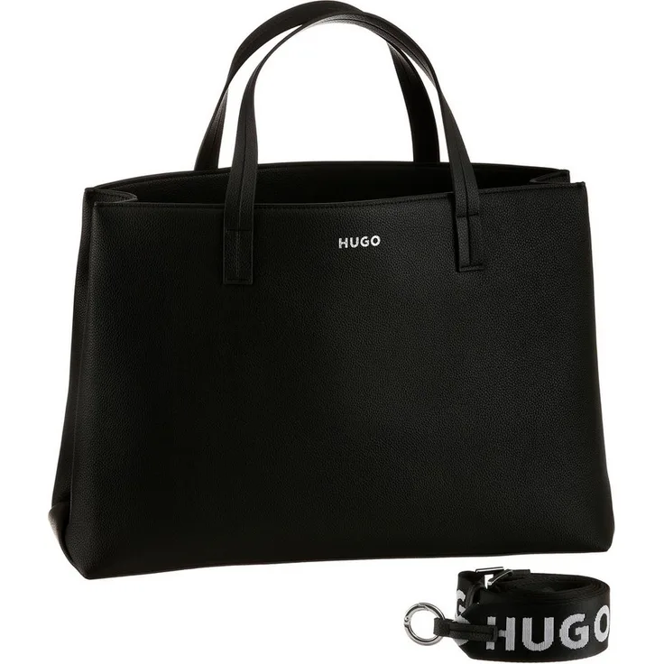 HUGO Shopper Bel Tote W.L., große Damentasche, Umhängetasche, Schultertasche in klassischem Stil, schwarz