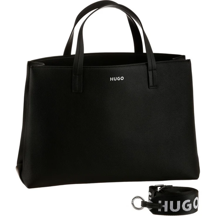 HUGO Shopper Bel Tote W.L., große Damentasche, Umhängetasche, Schultertasche in klassischem Stil, schwarz – Bild 1