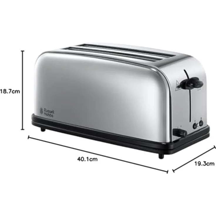 Russell Hobbs 23520-56 2-Schlitz-Langschlitz Victory Toaster (2 extra breite Langschlitzkammern für 4 Toastscheiben, inkl. Brötchenaufsatz, 6 einstellbare Bräunungsstufen und Auftaufunktion, 1600W) – Bild 7