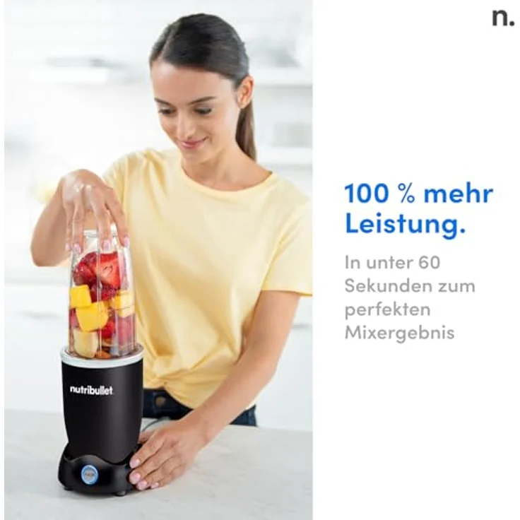 NutriBullet Nutribullet Pro 1200, Elektrischer Mixer, Zerkleinerer, Smoothie Mixer, Multifunktionsmixer, 1200w Leistung, 700ml und 900ml Gläser, schwarz – Bild 5