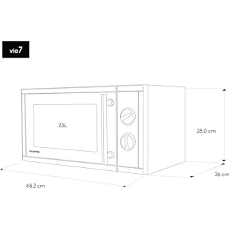 H.Koenig VIO7 Mikrowelle mit Grill, Standgerät, 9 Programme, 23 Liter Garraum, 1000 Watt Grill, 900 Watt Mikrowelle, silber – Bild 6