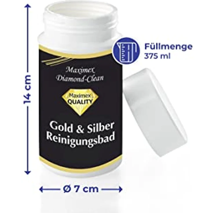 WENKO 3085610500 Diamond Clean Gold- & Silber Reinigungsbad - inklusive Tauchsieb, Schmuckreiniger, Chemie, 7 x 14 x 7 cm, Mehrfarbig – Bild 2