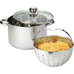 Beyond Nudeltopf 24 cm, Edelstahl Kochtopf mit Glasdeckel und herausnehmbarem Siebeinsatz, Pastatopf für Induktion und alle Herdarten geeignet, auch zum Braten und Suppen zubereiten verwendbar