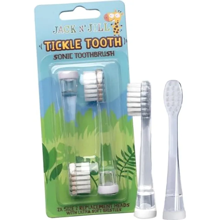 Jack N’ Jill Tickle Tooth Ersatzkopf für Kinderzahnbürsten, 2er Pack mit weichen Borsten für sanfte Reinigung