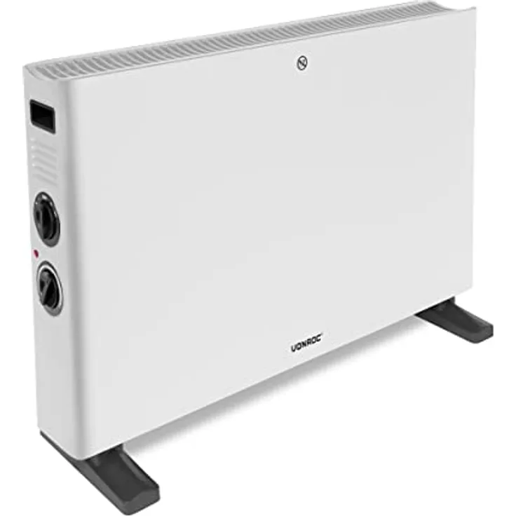 VONROC Konvektor-Heizung, energiesparende Elektroheizung für Räume bis 24m2, 2000W mit Thermostat und Turbolüfter, leise, mobiler Heizkörper