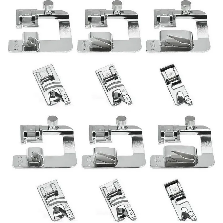 FELIXLEO Nähmaschine Nähfüße Edelstahl Saumfuß-Set, 6 Größen, Silber, kompatibel mit den meisten Nähmaschinen