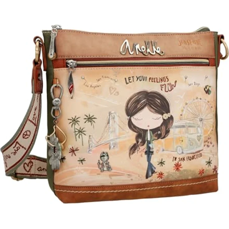 Anekke Peace & Love Umhängetasche, mehrfarbig, 100% Polyurethan, 26 cm x 6.5 cm x 25 cm – Bild 3