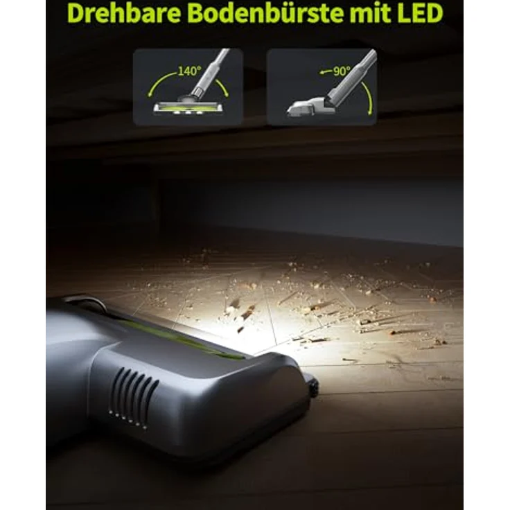 kalado KCV01, Akku Staubsauger 27000Pa, kabellos, 250W bürstenloser Motor, 45 Minuten Akkulaufzeit, 1000ML Staubbecher für harte Böden und Tierhaare – Bild 4