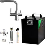 BieTal Wassersprudler mit Kühlung 25 L/h und Zapfstelle, Sprudelwasseranlage Komplettset mit Kohlensäureflasche, schwarz