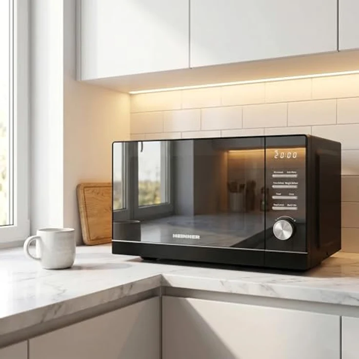 Heinner HMW-MD25DMRBK, Solo-Mikrowelle mit 25 l, 800 W, LED-Display, schwarzes Design – Bild 5