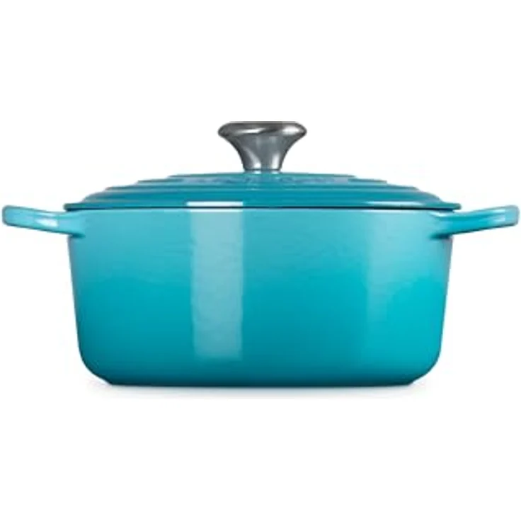 Le Creuset Signature Gusseisen-Bräter mit Deckel, Ø 24 cm, Rund, Für alle Herdarten und Induktion geeignet, Volumen: 4,2 l, Karibik – Bild 4