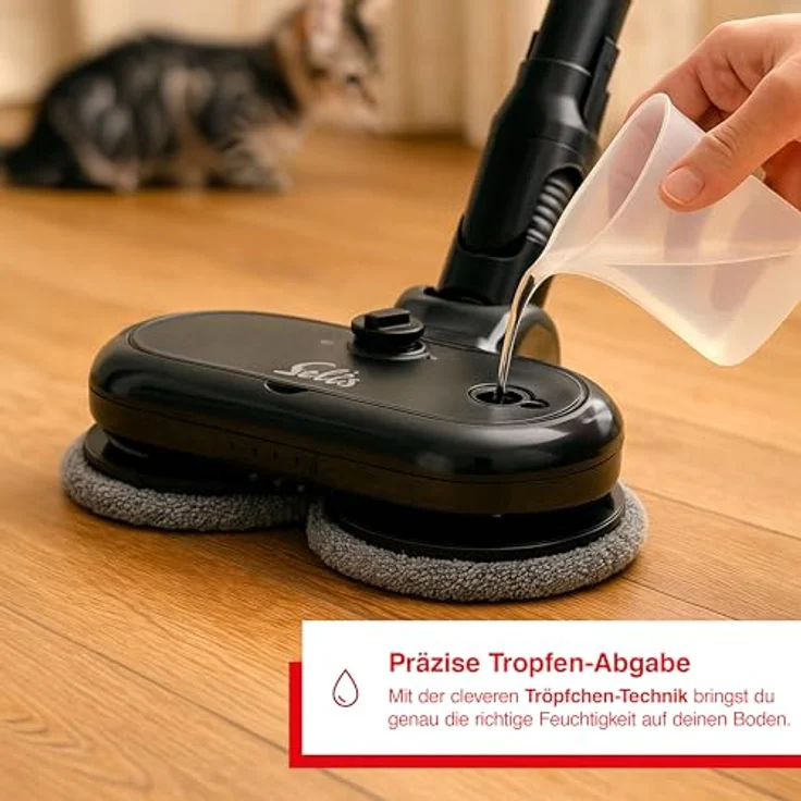 Solis of Switzerland Wischdüse Zubehör Elektrischer Mopp, 2-in-1 Reinigungssystem für Flexi Vac Cleaner 350 (Typ 6000) mit Mikrofaser-Pads und LED-Beleuchtung – Bild 4