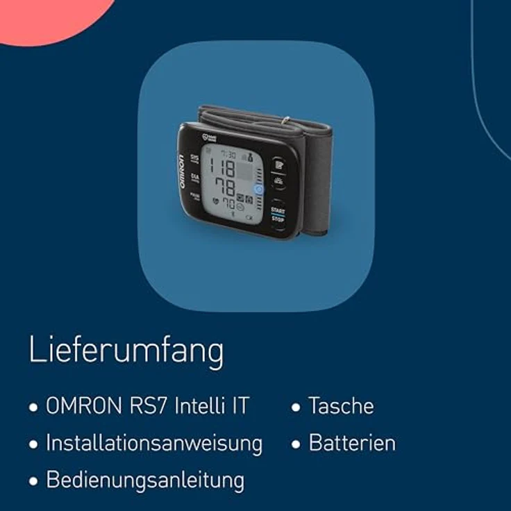 Omron RS7 Intelli IT Handgelenk-Blutdruckmessgerät, mit Positionierungssensor und Bluetooth-Funktion für zu Hause und unterwegs – Bild 6