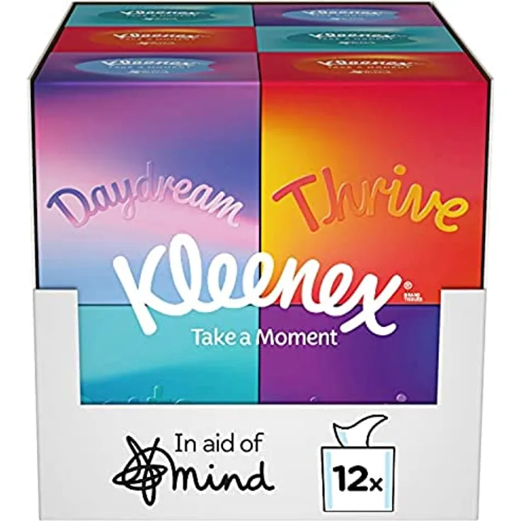 Kleenex Kosmetiktücher-Boxen, für den täglichen Gebrauch, 3-lagig, Collection Würfel, 12 x 48 Tücher