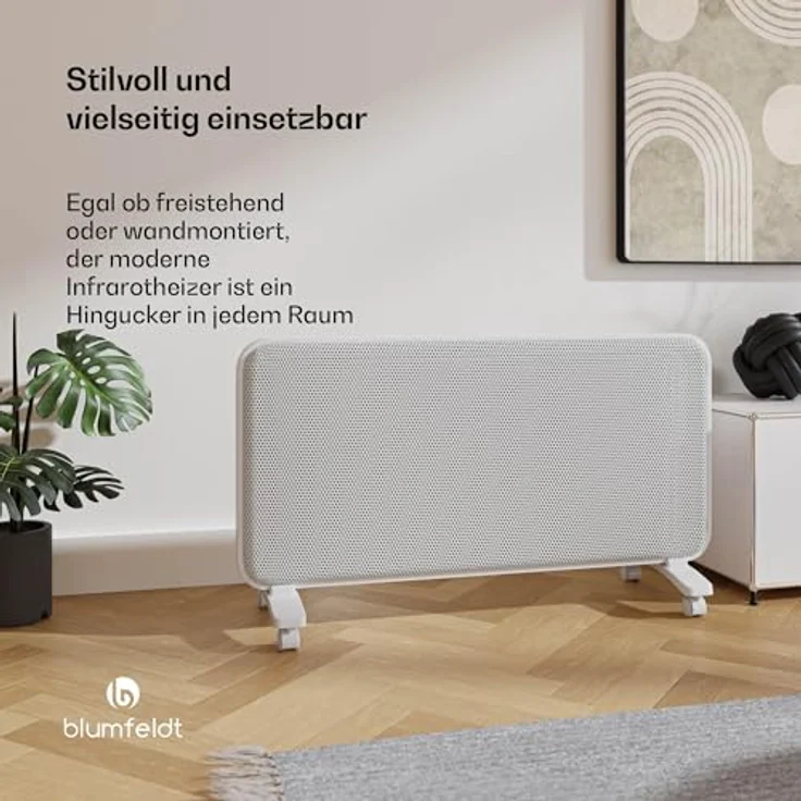 Blumfeldt Infrarotheizung 2000 W – Graphen-Heizelement, App & Touch-Steuerung, IP24, für Räume bis 20 m², Weiß – Bild 3