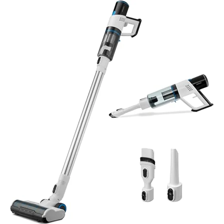 MEDION P250 Stabstaubsauger (kabellos, beutellos, Zyklon-Technologie, 250 Watt, 2in1 Stielstaubsauger und Handstaubsauger mit Akku, Staubsensor, HEPA H13, LED Touch Display, Bürstenrolle) – Bild 1