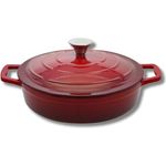 ELO 3082826 Schmortopf aus emailliertem Gusseisen, kirschrot, 28 cm, 3 l, antihaftbeschichtet, backofengeeignet, für alle Herdarten, Induktion geeignet