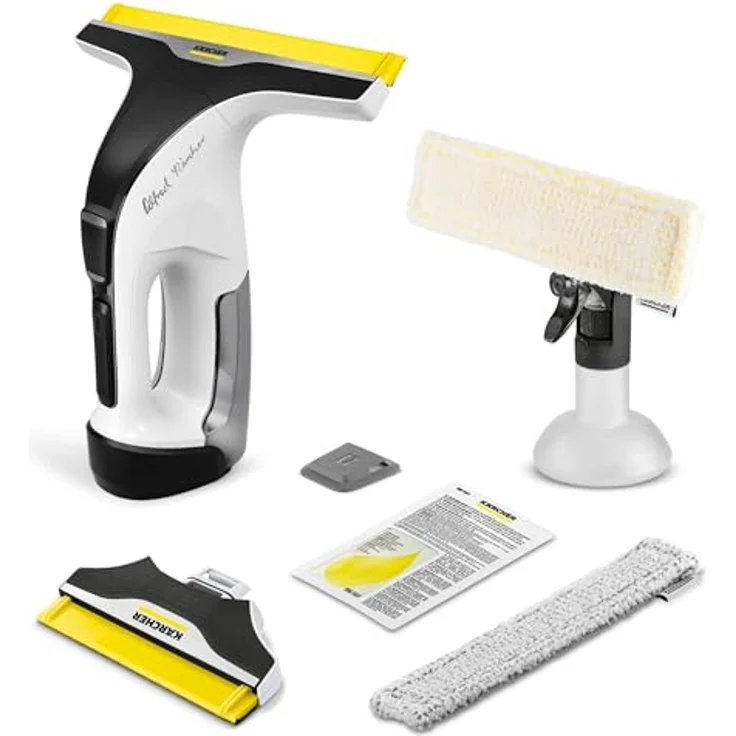 Kärcher Akku-Fenstersauger WV 8 Signature Line, 55 min Akkulaufzeit, Xtra!Flex® Silikonlippe, 150 ml Schmutzwassertank, 2 Absaugdüsen, verstellbare Sprühflasche mit 2 Mikrofaser-Wischbezügen – Bild 1