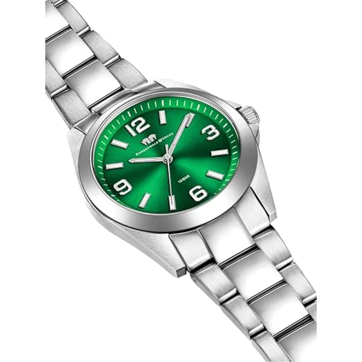 Rhodenwald & Söhne Damen Uhr 10010410, analog Quarzwerk mit grünem Zifferblatt, Edelstahl Gliederarmband in Silber, wasserdicht bis 10 ATM – Bild 4