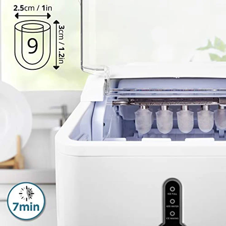 Duronic ICM120 Automatische Eiswürfelmaschine | 9 Eiswürfel in 7-9 min | 1,5 L Wassertank | Bis zu 12 kg pro 24 Stunden | 600 g Kapazität | Eismaschine 120W | Eiswürfelbereiter – Bild 5