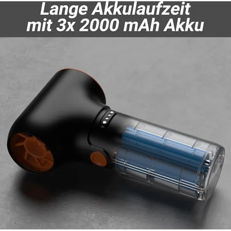 @tec Mini Turbo Akku Staubgebläse, kabellos mit 130.000 U/min, 6000mAh, Schwarz/Orange – Bild 5