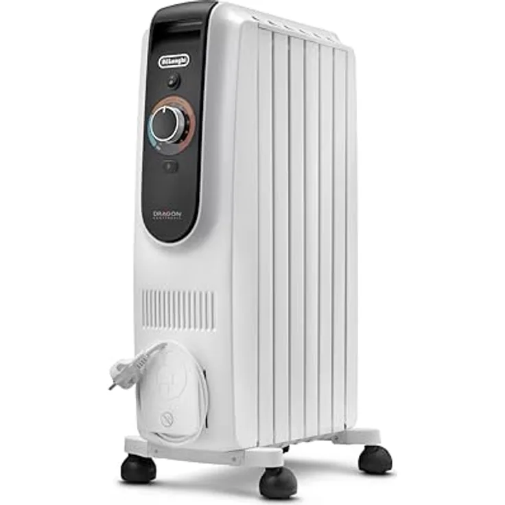 Delonghi TRD50615 Ölradiator, 1500 Watt Heizleistung, Schwarz/Weiß, elektronische Temperaturregelung, mobile Nutzung
