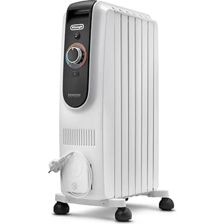 Delonghi TRD50615 Ölradiator, 1500 Watt Heizleistung, Schwarz/Weiß, elektronische Temperaturregelung, mobile Nutzung – Bild 1